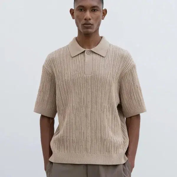 [BUNJANG] Insilence Textured Polo Knit Beige / 인사일런스 텍스처드 폴로 니트 BEIGE