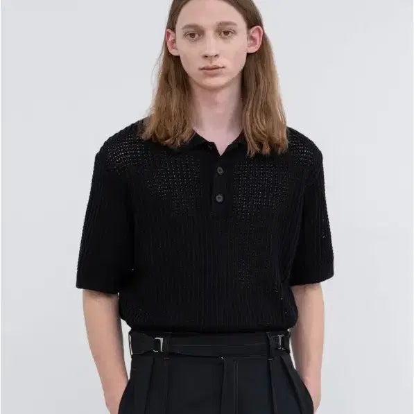 [BUNJANG] In Silence Italian Cotton Polo Knit Black S Size / 인사일런스 이탈리안 코튼 폴로 니트 블랙 S사이즈
