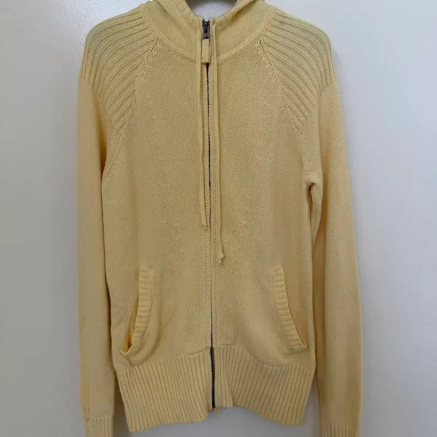 [BUNJANG] Tommy Hilfiger Yellow Knit Hooded Zip-Up Jacket / 정품 타미힐피거 옐로우 니트 후드집업