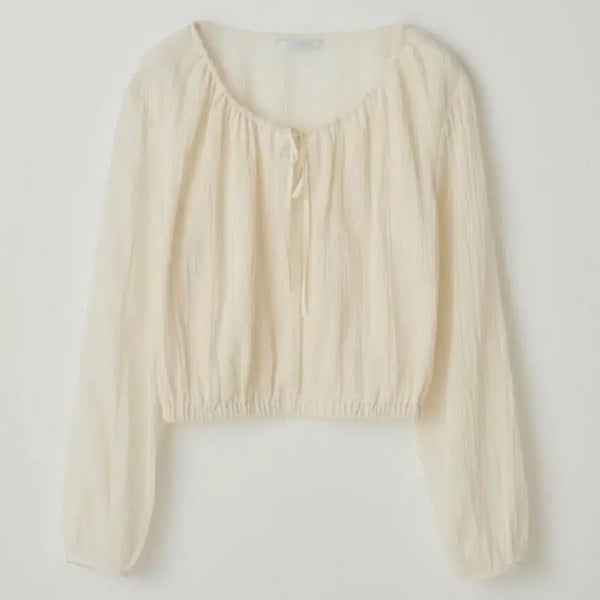 [BUNJANG] TANATT Banding Crop Blouse Cream / 타낫 밴딩 크롭 블라우스 크림 새상품