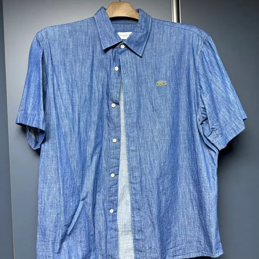 [BUNJANG] Lacoste Authentic Denim Short-Sleeve Shirt Size 105 / 라코스테 정품 데님 반팔셔츠 105