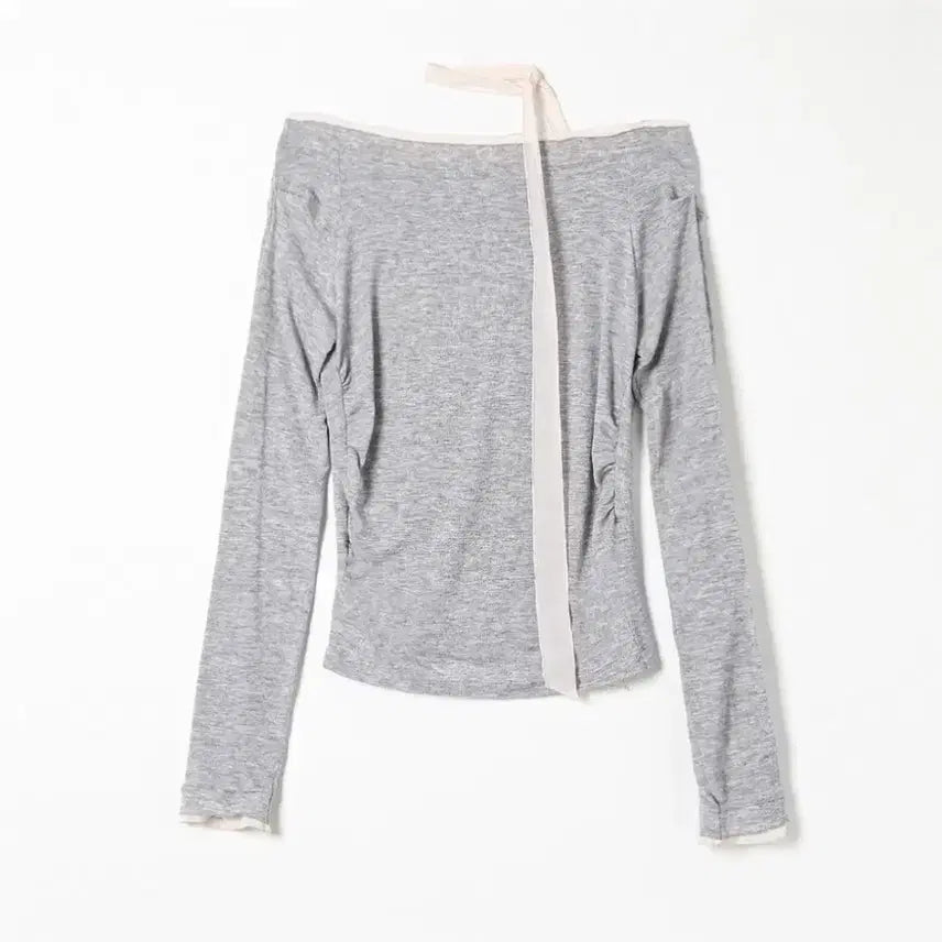 [BUNJANG] Le Vain Soft Chiffon Tie Top Gray M / (새상품) 르베인 소프트 쉬폰 타이 탑 soft chiffon tie