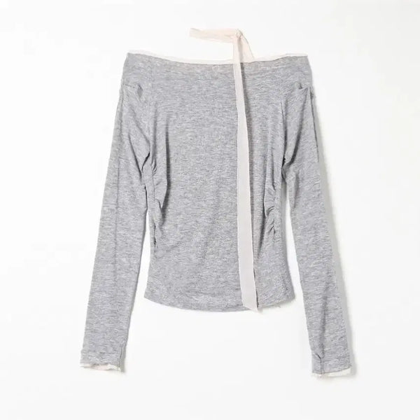 [BUNJANG] Le Vain Soft Chiffon Tie Top Gray M / (새상품) 르베인 소프트 쉬폰 타이 탑 soft chiffon tie