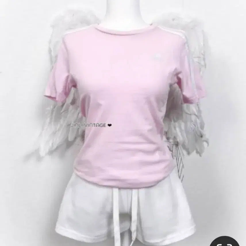 [BUNJANG] Adidas Strawberry Milk White Pink Short Sleeve T-Shirt / 아디다스 딸기우유 흰핑 반팔 stc진리빈티지