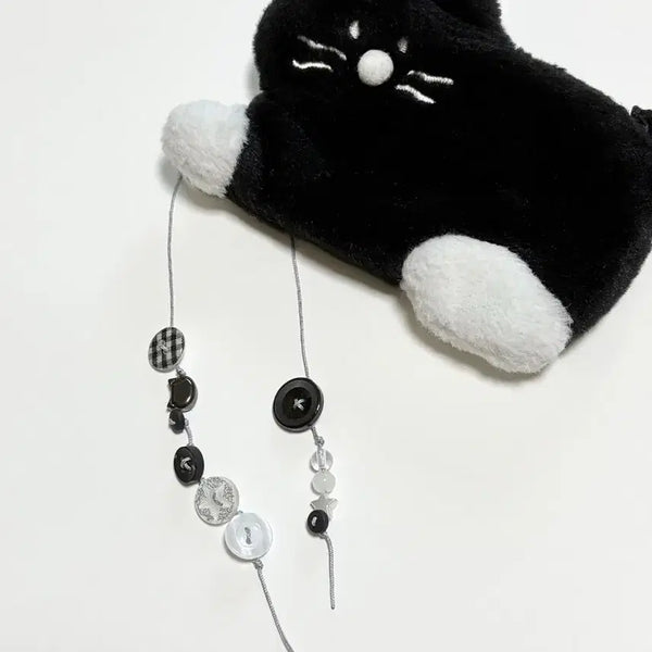 [BUNJANG] Black Cat Beaded Bookmark / 검은 고양이 깜고 깜냥 비즈 단추 끈갈피