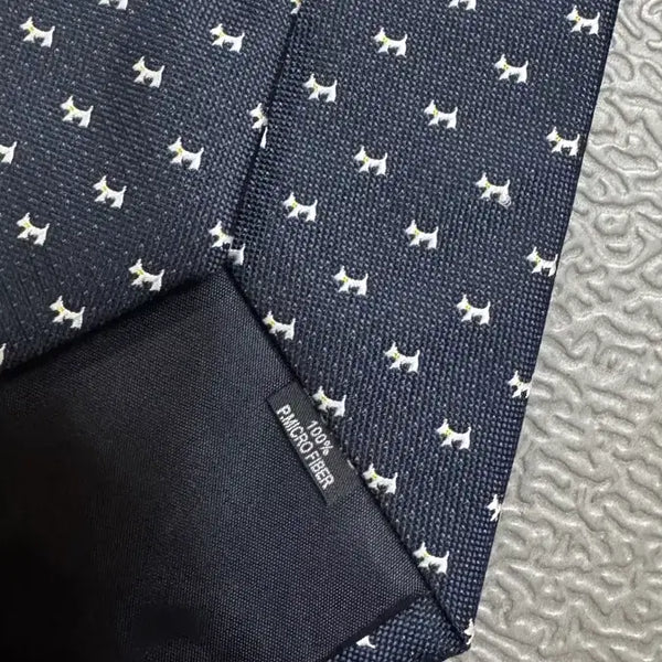 [BUNJANG] Navy Dog Pattern Necktie / 강아지 패턴 네이비 넥타이