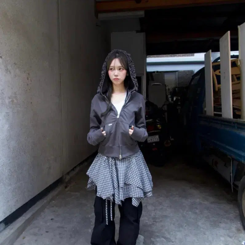 [BUNJANG] Kirev Lace Hoodie Charcoal / Kirev 키레브 레이스 후드집업 (made) 차콜
