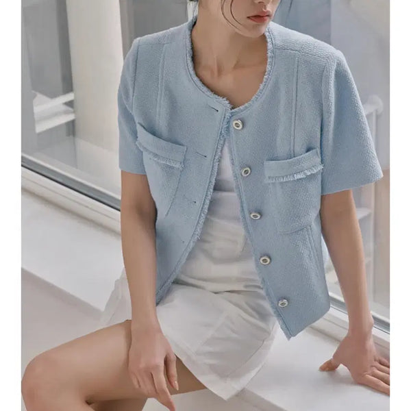 [BUNJANG] MIXXO Short Sleeve Tweed Jacket / 미쏘 반팔 트위드 자켓