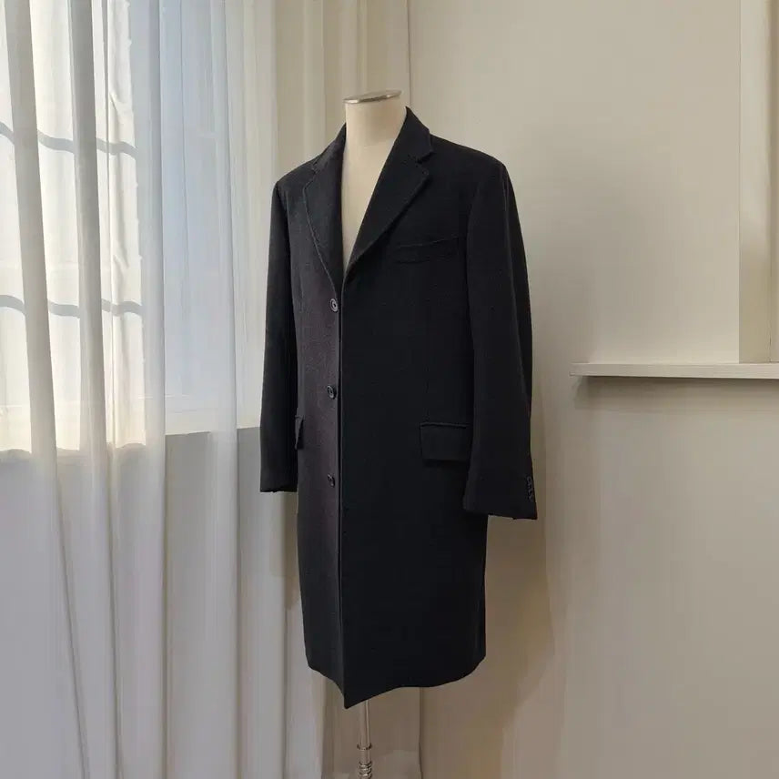 [BUNJANG] Dark Charcoal Wool Cashmere Chesterfield Coat / 다크 차콜 울캐시미어 체스터필드 코트