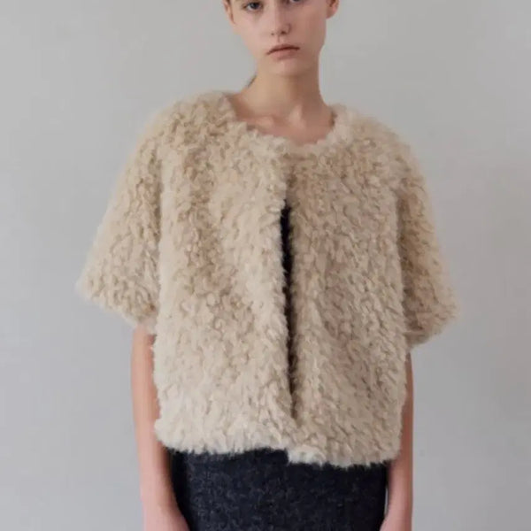 [BUNJANG] TheL Beige Half Fur Jacket / 더릴 베이지 하프 퍼 자켓