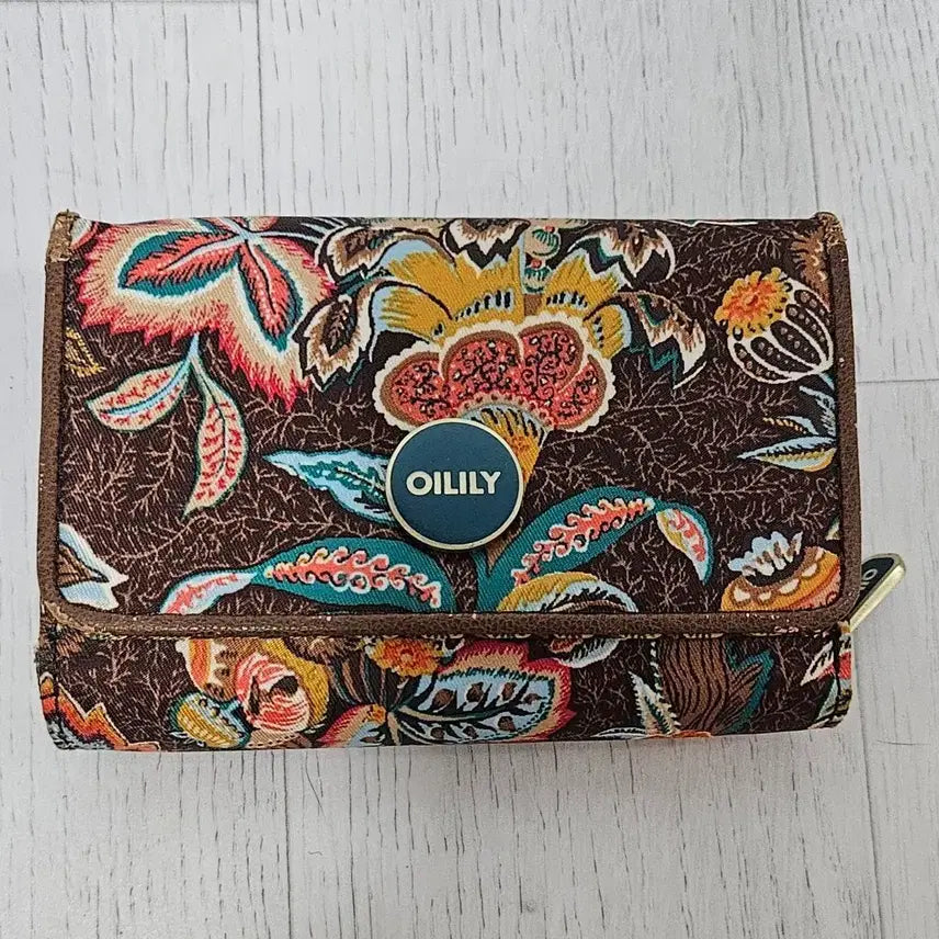 [BUNJANG] No2 J1 Oilily Flower Brown Wallet / No2 지1 오일릴리 플라워 브라운 반지갑