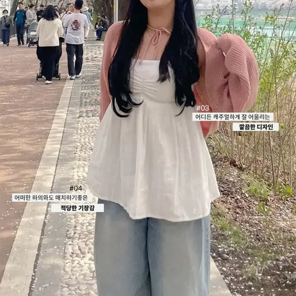 [BUNJANG] One of Us Ribbon Lace Frill Camisole Blouse / 에이블리 원오브유 리본 레이스 프릴 나시 뷔스티에 나시 블라우스