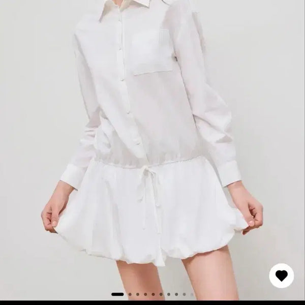 [BUNJANG] Cider White Cotton Drawstring Mini Dress / (새상품) 샵사이다 화이트 코튼 셔츠 드로우스트링 미니 원피스