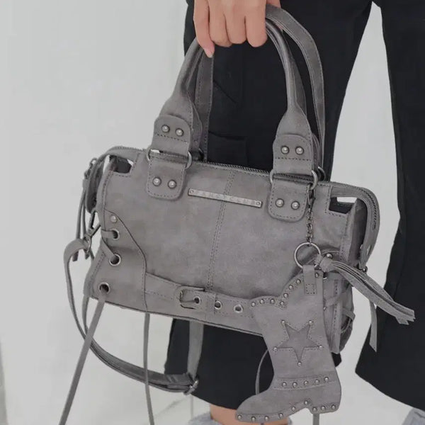 [BUNJANG] Fancy Club Belted Washed Vegan Leather Mini Bag (Gray) / 팬시클럽 벨티드 워싱 비건 레더 미니백 (GRAY)