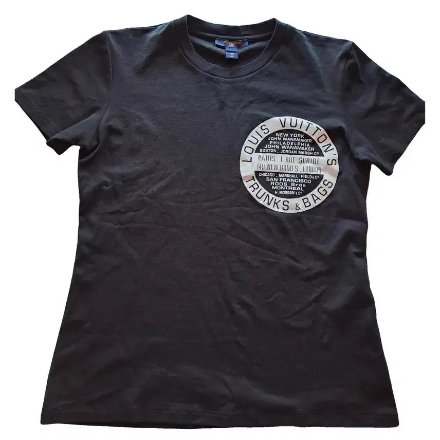 [BUNJANG] Louis Vuitton LV Logo Short Sleeve T-Shirt Black / (정품) 루이비통 LV 로고 반팔티 블랙
