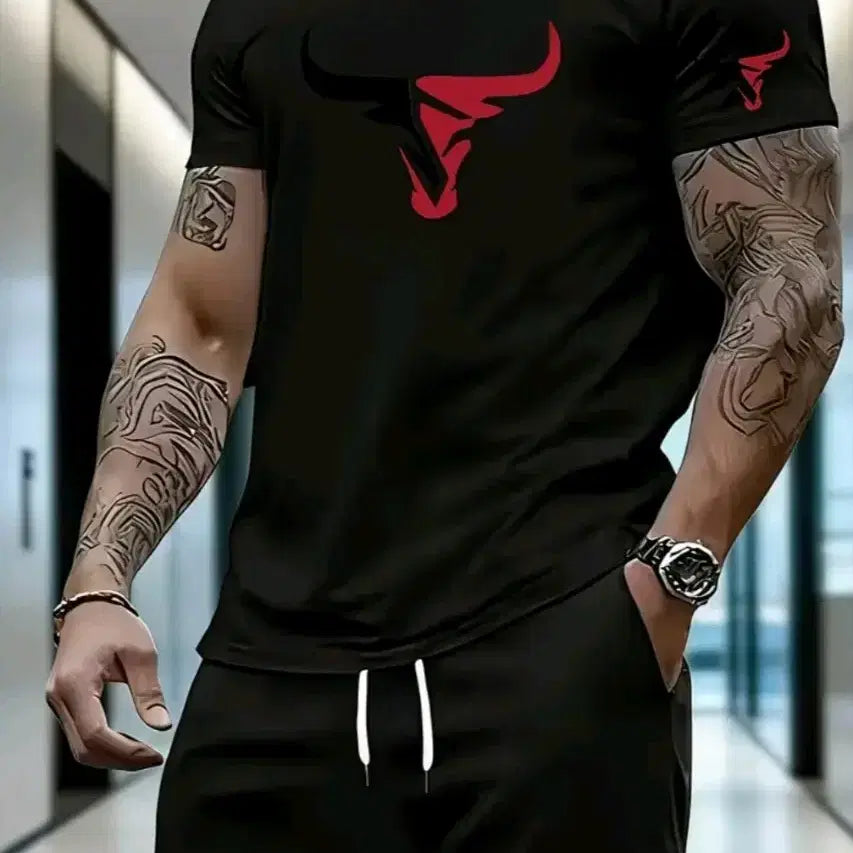 [BUNJANG] Black Bull Short Sleeve Training Set / 블랙 황소 반팔 트레이닝 세트
