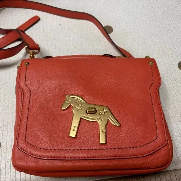 [BUNJANG] Beanpole Orange Leather Crossbody Bag / 빈폴 오렌지색 가죽 크로스백