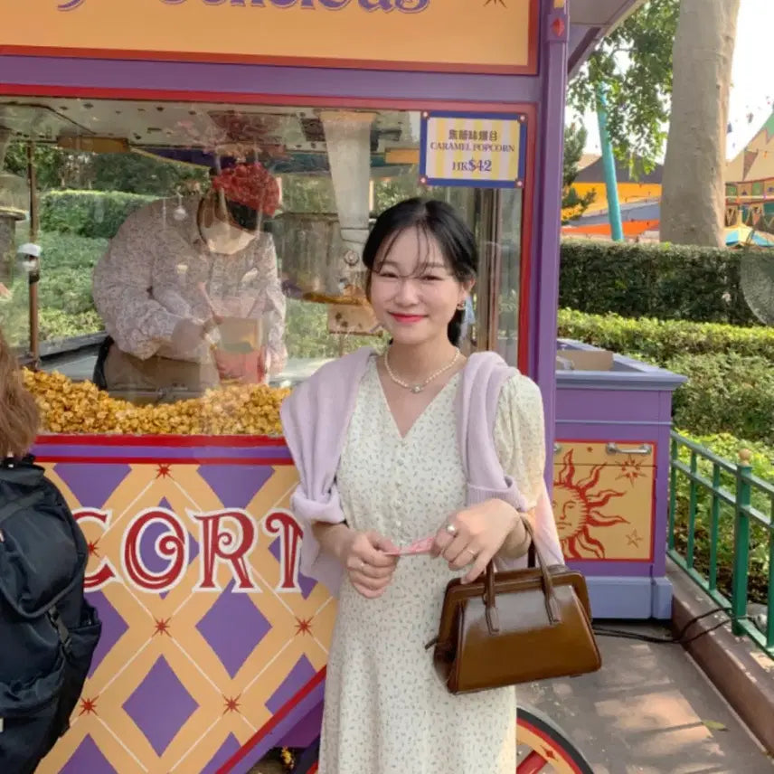 [BUNJANG] Taehyangojang Flower Pattern Long Dress Ivory / 태향옷장 플라워 패턴 롱 원피스 아이보리