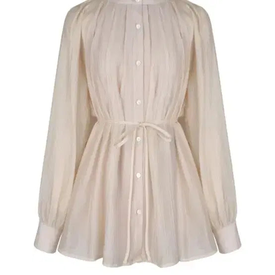 [BUNJANG] Mommet Haute Pintuck Blouse Cream Yellow / 모멧 오뜨르 핀턱 블라우스 크림옐로우 여름 하객룩