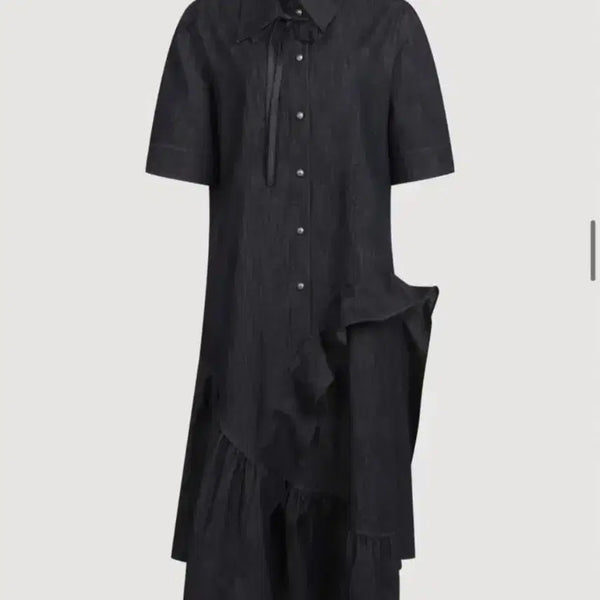 [BUNJANG] Lucky Chouette Shirt-Style Roll-Up Denim Dress / 럭키슈에뜨 셔츠형 롤업 데님 원피스(36)
