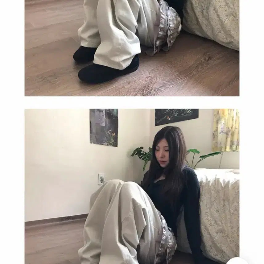 [BUNJANG] White Wide Leg Cotton Pants / 화이트 와이드 팬츠