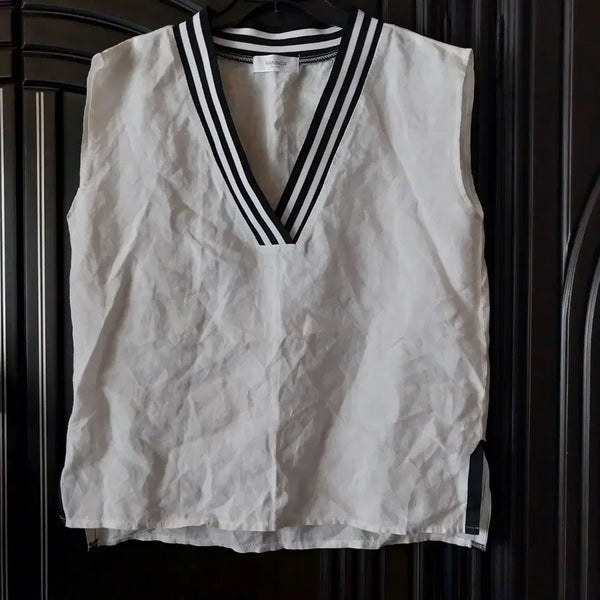 [BUNJANG] NANING9 V-Neck Stripe Marble Blouse / NANING9 브이넥 스트라이프 마블라우스