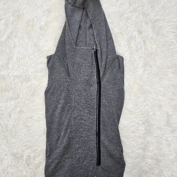 [BUNJANG] Hansem Cashmere Hood Zip-Up Knit Vest - Grey / 한섬 캐시미어 후드 짚업 니트 베스트 그레이