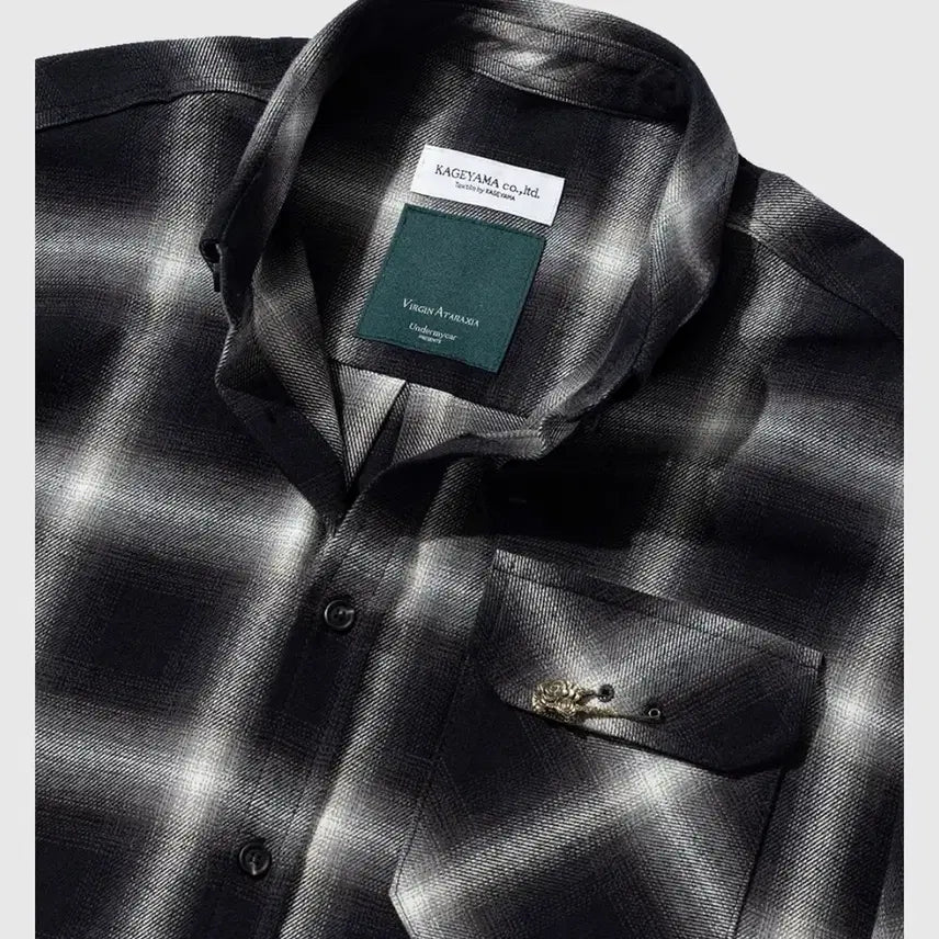 [BUNJANG] Undermycar 25FW Antique Rose Pin Ombre Check Shirts - Black / 언더마이카 25fw 앤틱로즈 핀 옴브레 체크셔츠 블랙 1