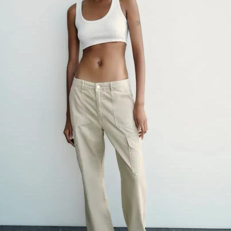 [BUNJANG] Zara TRF High-Waist Straight Cargo Pants / 자라 카고 팬츠 trf cargo 스트레이트 하이웨스트 팬츠