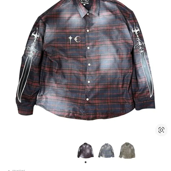 [BUNJANG] Tug Club Arab Sword Flannel Shirt Red / [4] 떠그 클럽 아랍 소드 플란넬 셔츠 레드