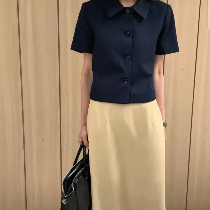 [BUNJANG] Dearlist Maybe Baby Short Sleeve Jacket Navy / 디어리스트 반팔 자켓 메이비베이비