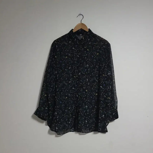 [BUNJANG] Uniqlo Women's Flower Chiffon Blouse Shirt XL / (XL) UNIQLO 유니클로 여성 플라워 쉬폰 블라우스 셔츠