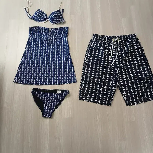 [BUNJANG] Couple's Swimwear Set - Men's Trunks & Women's Bikini One-Piece / 커플 수영복 중고 남자 트렁크 반바지 여자 비키니원피스세트 물놀이워터파크
