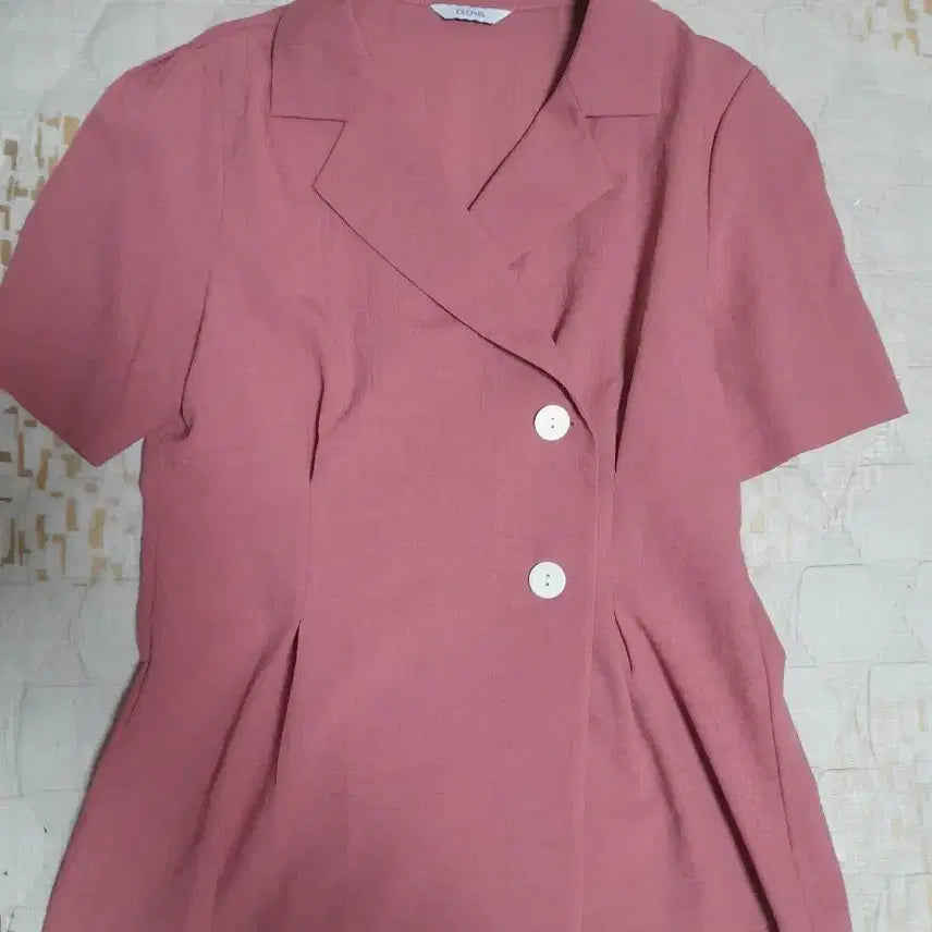 [BUNJANG] CLOVIS Pink Short Sleeve Blouse Size 55 / CLOVIS 핑크 반팔 블라우스 55
