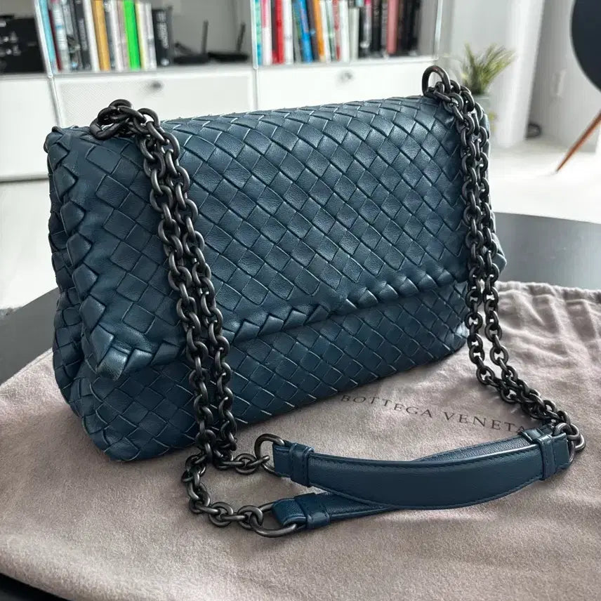 [BUNJANG] Bottega Veneta Olympia Chain Bag Blue-Green / 보테가베네타 올림피아 체인백 블루그린 상태좋음