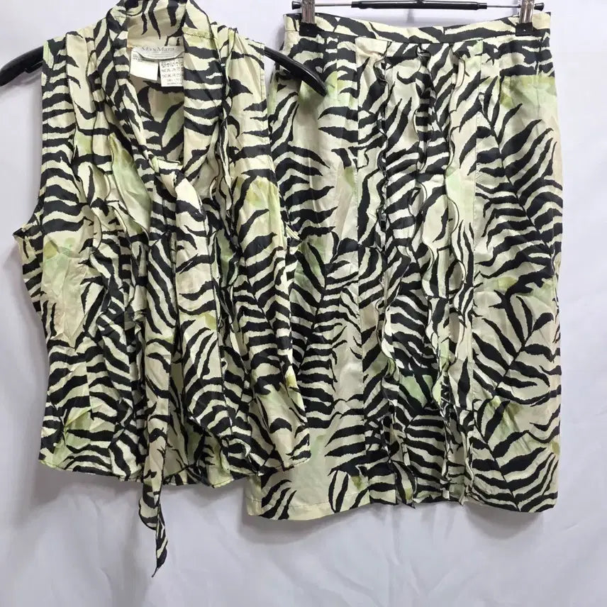[BUNJANG] Max Mara Zebra Pattern Blouse & Skirt Set / 막스마라 얼룩말 패턴 블라우스 스커트 셋업