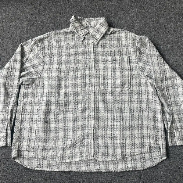 [BUNJANG] WooYoungMi Tweed Check Shirt White Size 46 / 우영미 트위드 체크 셔츠 화이트 46사이즈