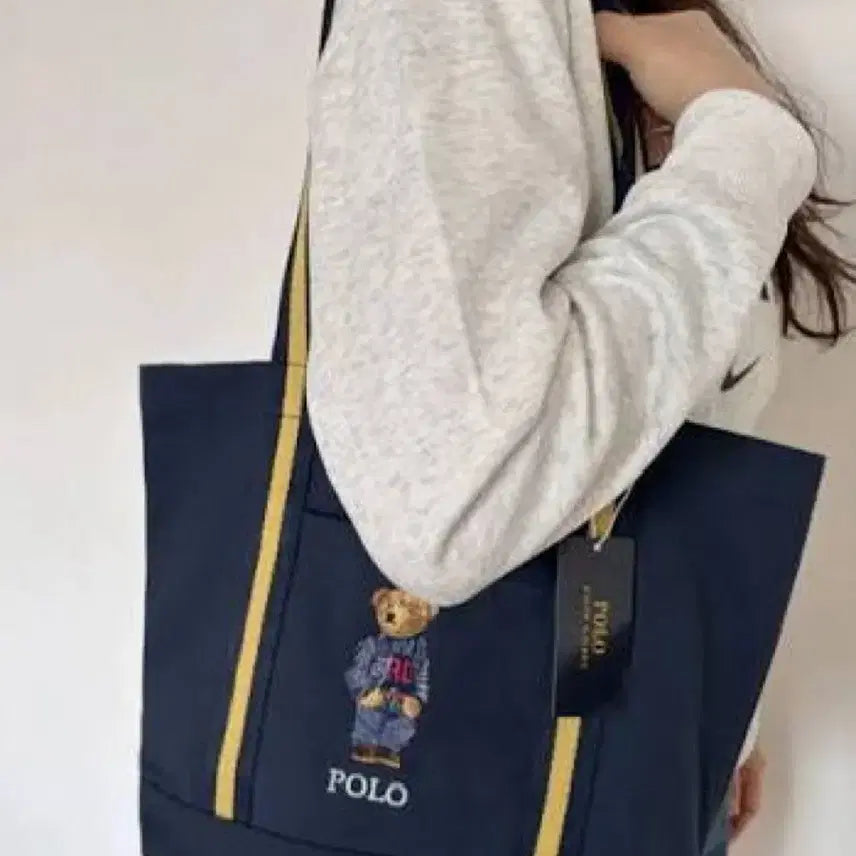 [BUNJANG] Polo Ralph Lauren Bear Canvas Tote Bag / 폴로 랄프로렌 베어 캔버스 토드백