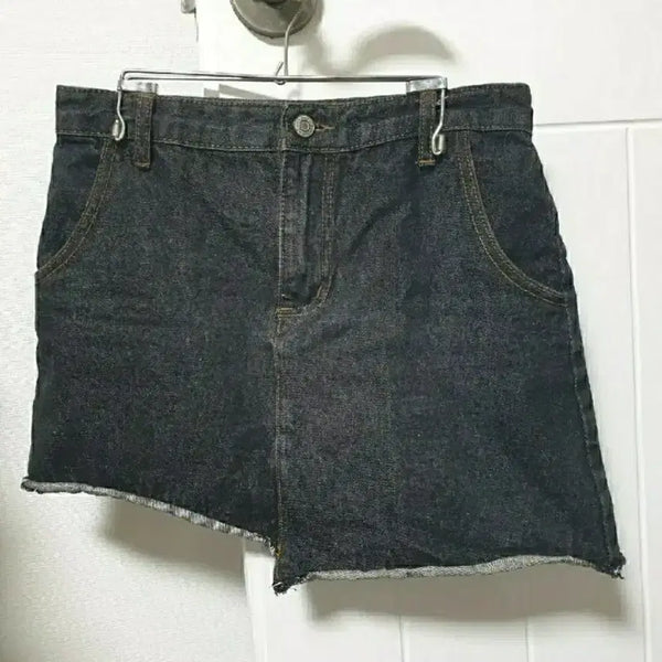[BUNJANG] Black Denim Asymmetrical Mini Skirt / (새상품) 댄스복 댄스치마 댄스하의 블랙 데님 미니스커트