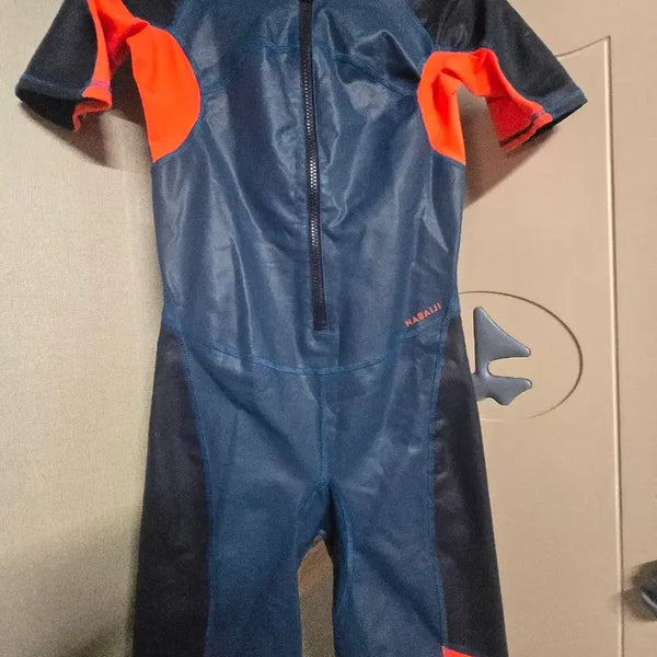 [BUNJANG] Kids' Short Sleeve Swimsuit Set (Navy/Orange, Size 150-160cm) / 수영복 150-160cm