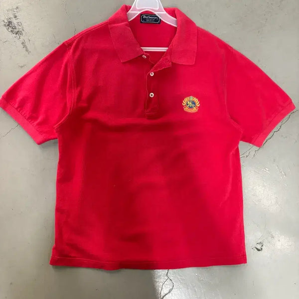 [BUNJANG] Burberry 90s Crest Logo Short Sleeve Polo Shirt Size S / 만원샵 버버리 90s 크레스트로고 반팔 카라티 S