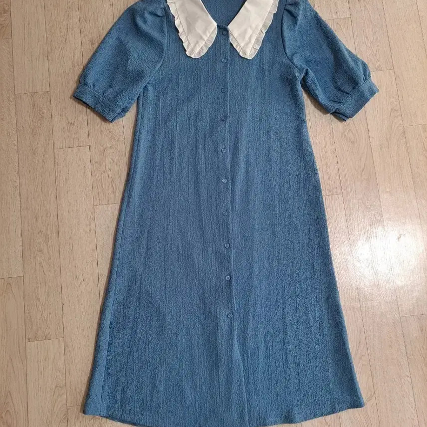 [BUNJANG] Retro Blue Long Dress / 레트로 롱원피스 (착샷)