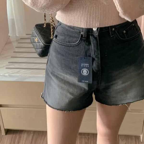 [BUNJANG] The Line Jean Denim 3/4 Length Shorts (Black) / 렌느 더라인진 데님3부 팬츠 반바지 흑청 여름바지 M
