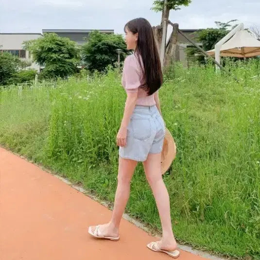 [BUNJANG] Lazy Corner Basic Denim Half Pants (M) / 레이지코너 베이직 데님 하프팬츠 M 연청,중청