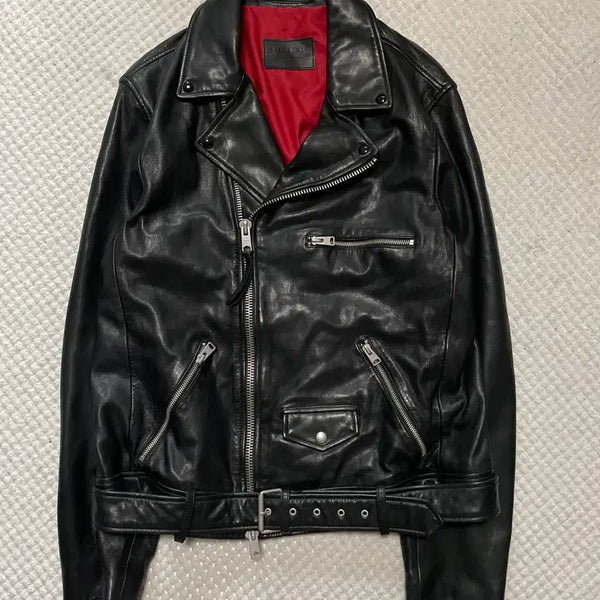 [BUNJANG] All Saints 2-Way Lambskin Leather Biker Jacket / [XL] ALL SAINTS 올 세인츠 2WAY 양가죽 코디 바이커 레더