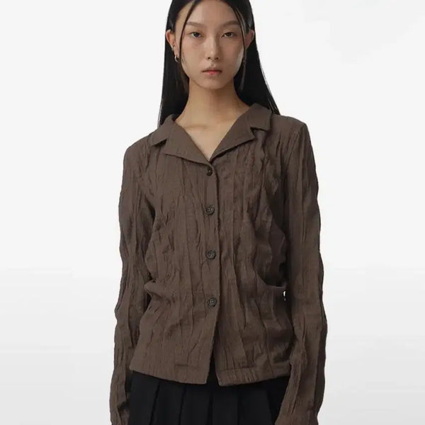 [BUNJANG] Wrinkle Jersey Shirt Brown / 링클 져지 셔츠 [브라운]