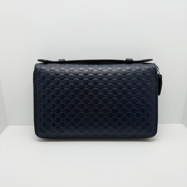 [BUNJANG] Gucci Navy Microguccissima Handle Long Wallet / [구찌] 네이비 마이크로시마 핸들 장지갑 449246 / A등급