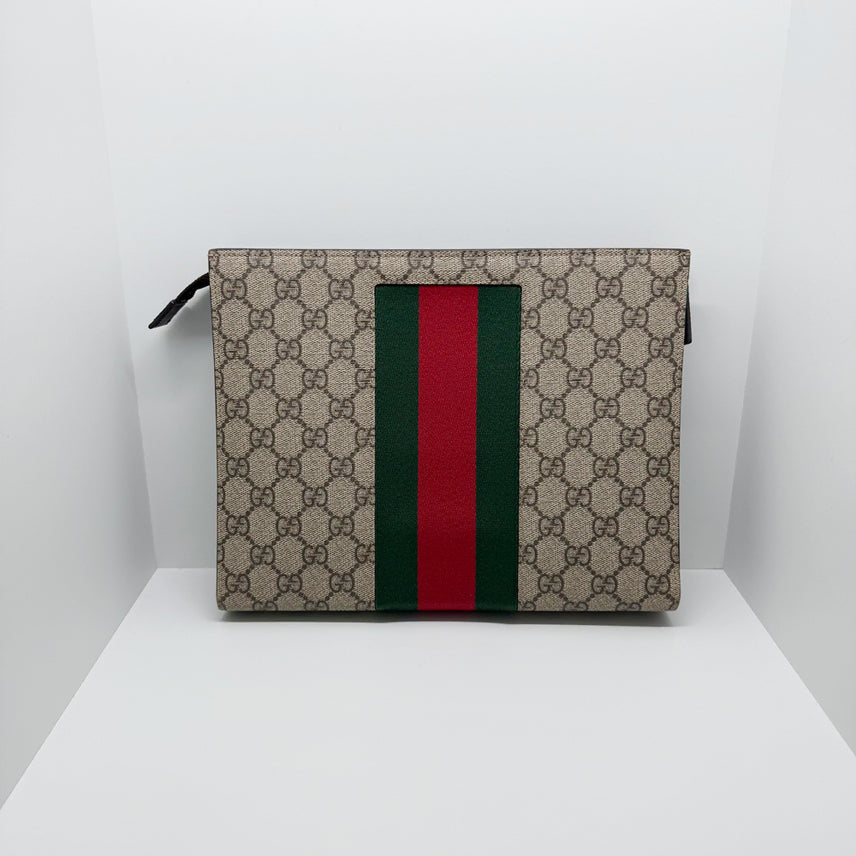 [BUNJANG] Gucci Supreme Stripe Clutch Bag / [구찌] 수프림 클러치 475316 스트라이프 클러치백 / A등급