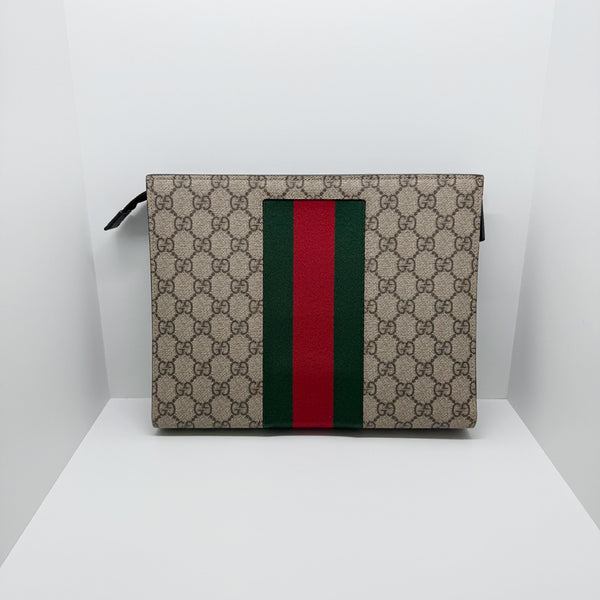 [BUNJANG] Gucci Supreme Stripe Clutch Bag / [구찌] 수프림 클러치 475316 스트라이프 클러치백 / A등급