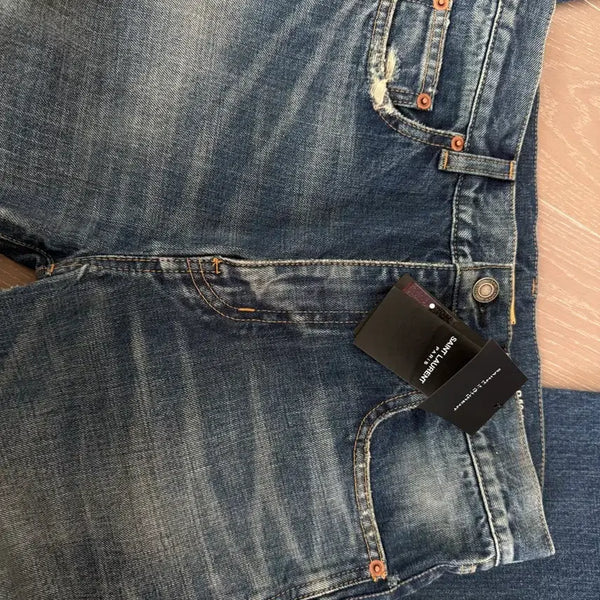 [BUNJANG] Saint Laurent Slim Straight Fit Vintage Wash Denim Jeans - Size 26 / 생로랑 스트레이트 레그 데님진 새상품 26